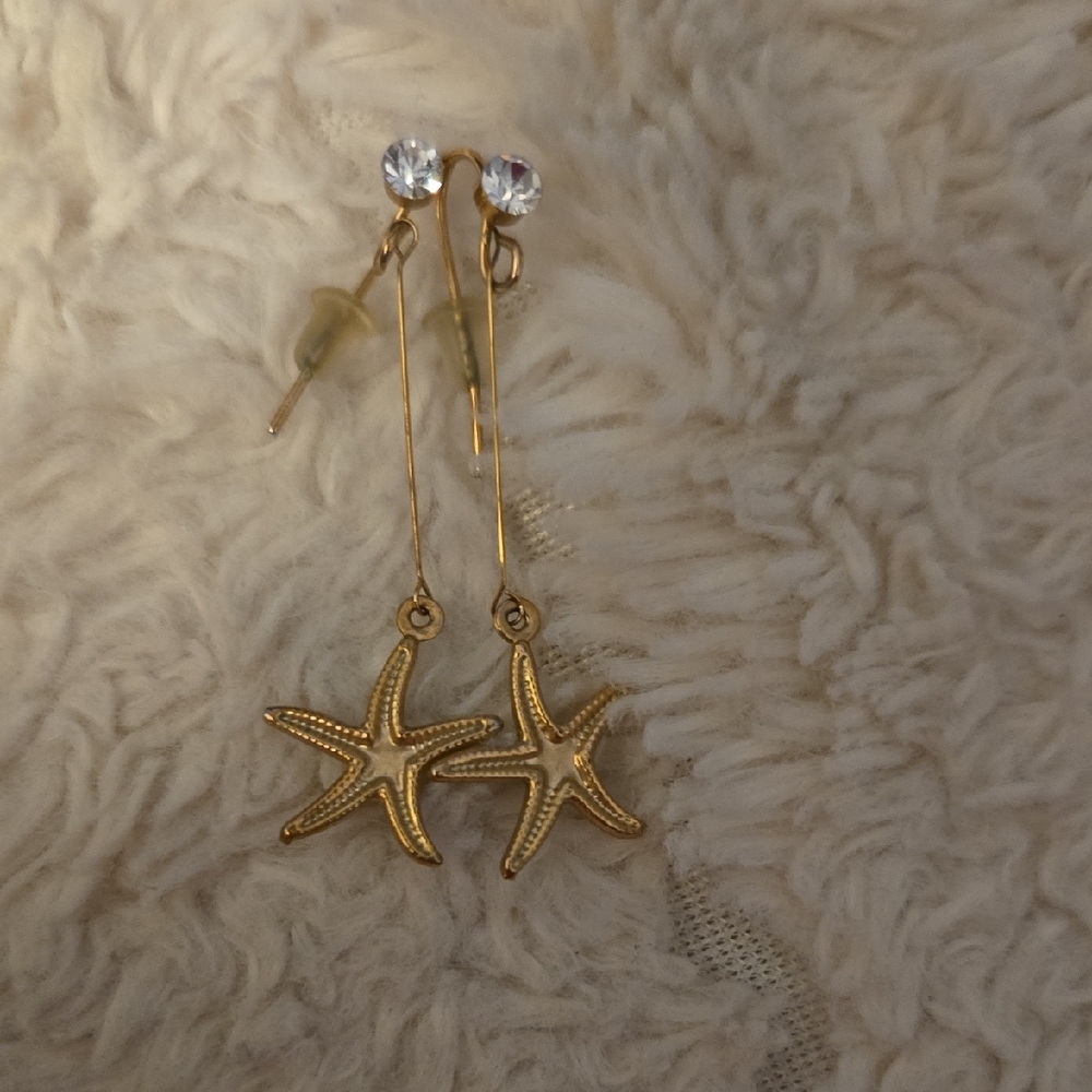 Gold Starfish Dangle Earrings